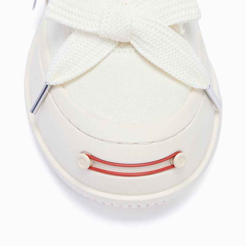 White Frayed Canvas Platform Sneakers, Unisex Low Top Lace Up Shoes