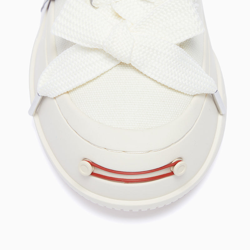White Coarse Canvas Slippers