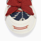 Beige Multicolor Frayed Tweed Low Top Sneakers, Unisex Lace Up Shoes