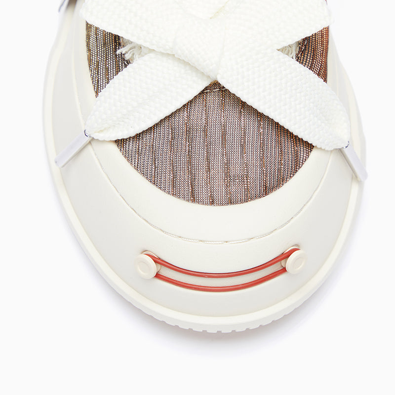 Coffee Brown Metallic Thread Textile Low-Top Platform Sneaker-SMILEREPUBLIC