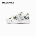 Black and Cream Frayed Tweed Platform Sneakers for Men and Women, Low Top Lace Up Shoes