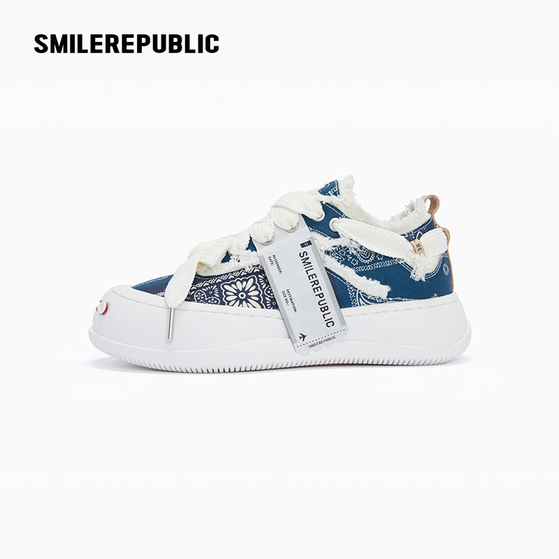 Blue Cashew Flower Canvas SB Sneaker - SMILEREPUBLIC
