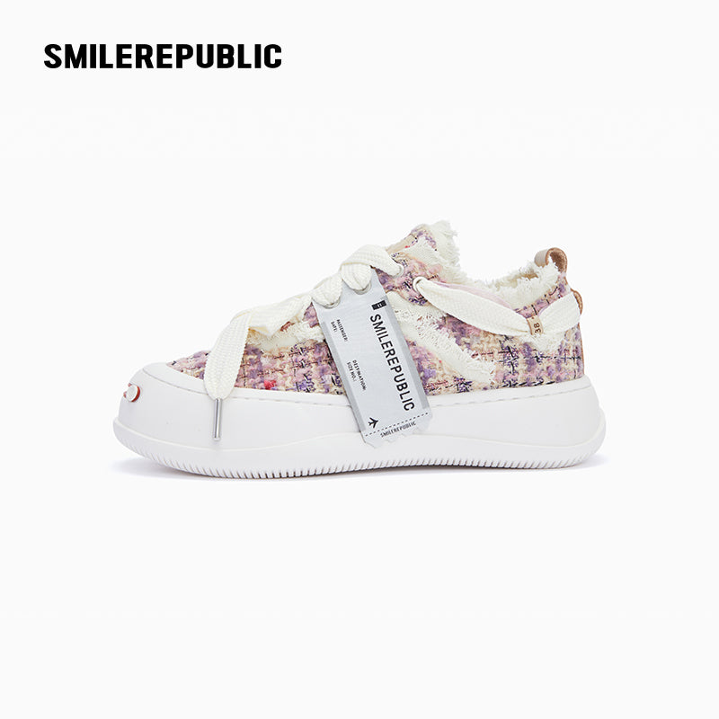 Tweed Platform Low-Top Sneaker – Purple