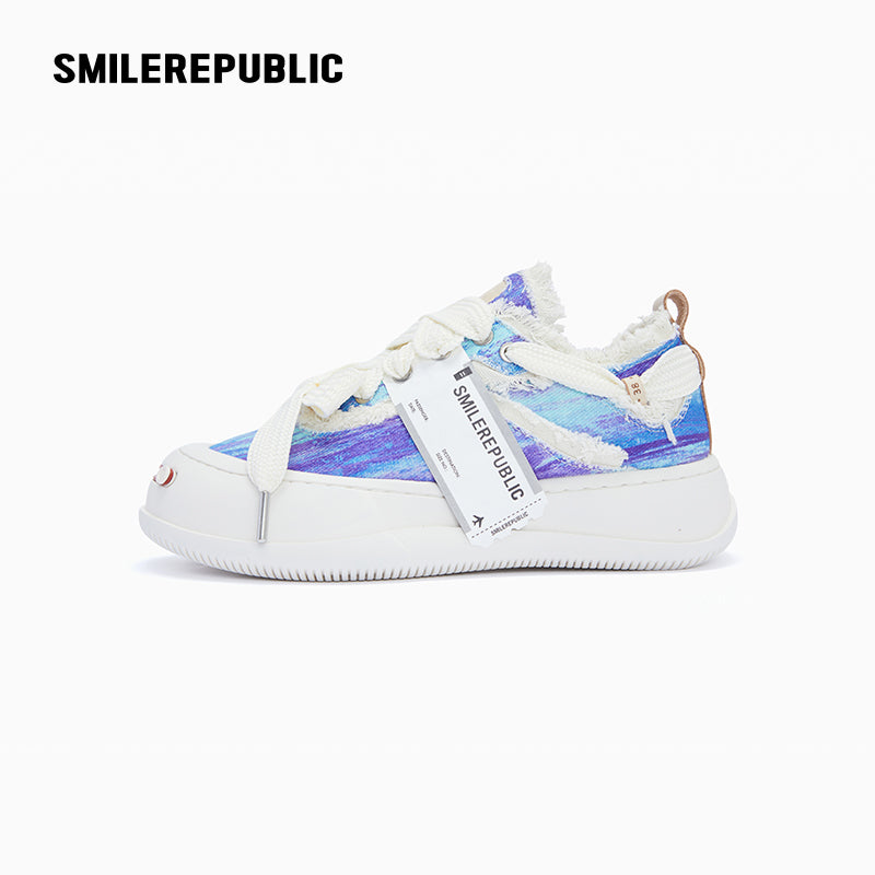 Blue & Purple Tie-Dye Canvas Low-Top Platform Sneaker