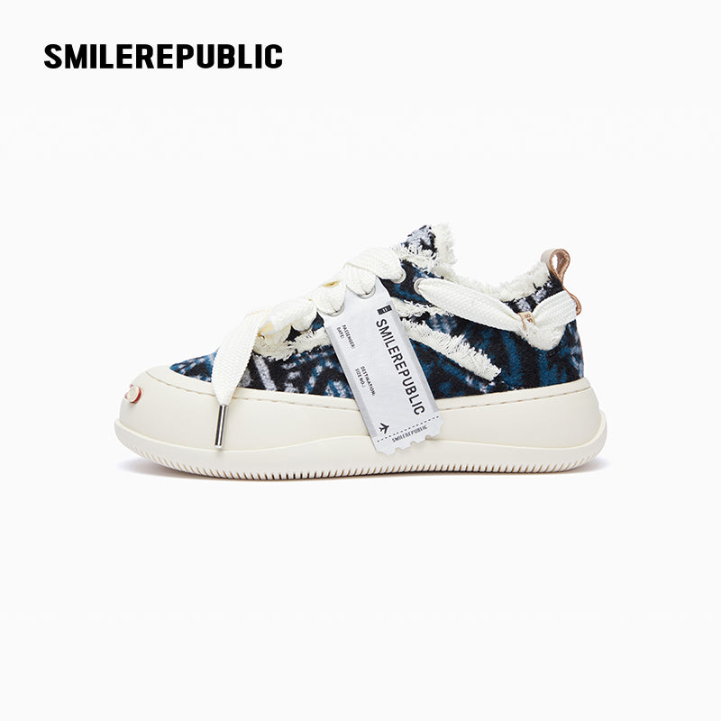 Multicolor Ethnic Pattern Low-Top Platform Sneaker