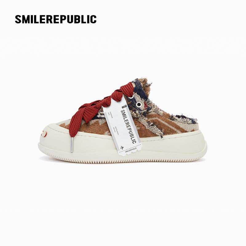 Dark Brown Canvas Platform Mule