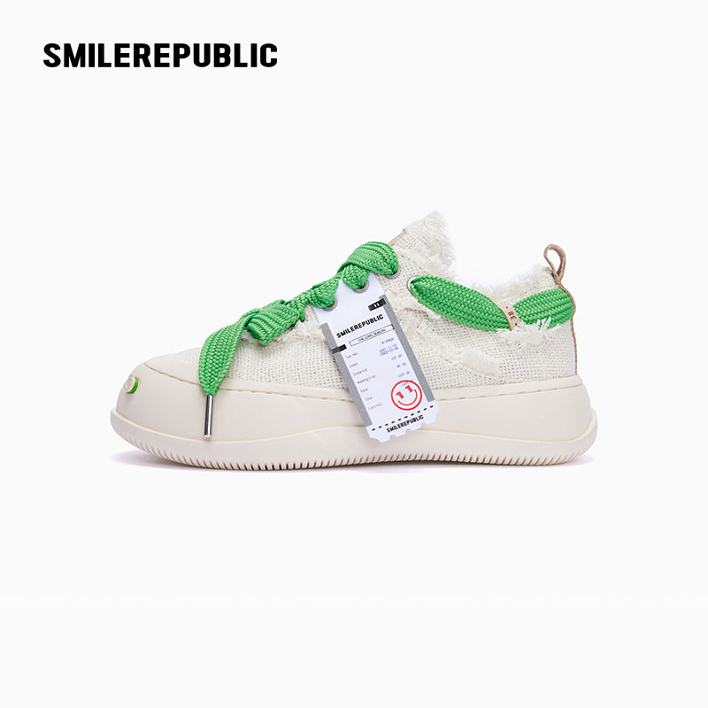 Mist White Fine Linen Low Top Sneaker - SMILEREPUBLIC