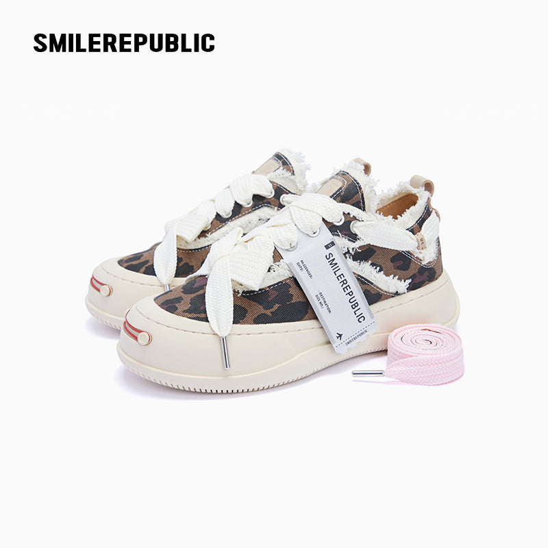 Brown Leopard Print Low-Top Platform Sneaker-SMILEREPUBLIC