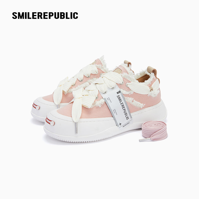 Light Pink Canvas Low-Top Platform Sneaker-SMILEREPUBLIC