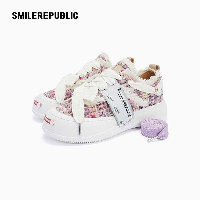 Tweed Platform Low-Top Sneaker – Purple
