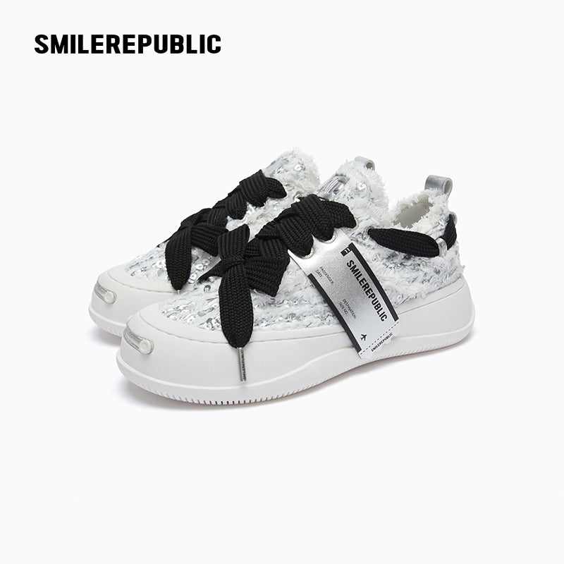 Silver Dragon Scale Low Top Platform Sneaker-SMILEREPUBLIC