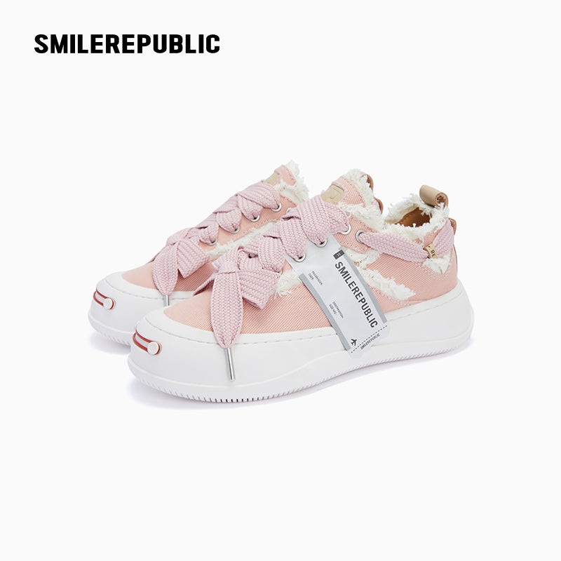 Light Pink Canvas Low-Top Platform Sneaker-SMILEREPUBLIC