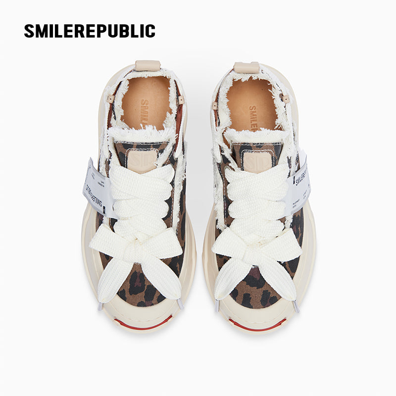 Brown Leopard Print Low-Top Platform Sneaker-SMILEREPUBLIC