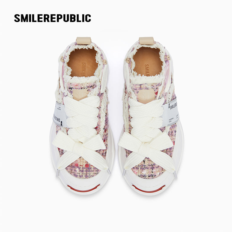 Tweed Platform Low-Top Sneaker – Purple