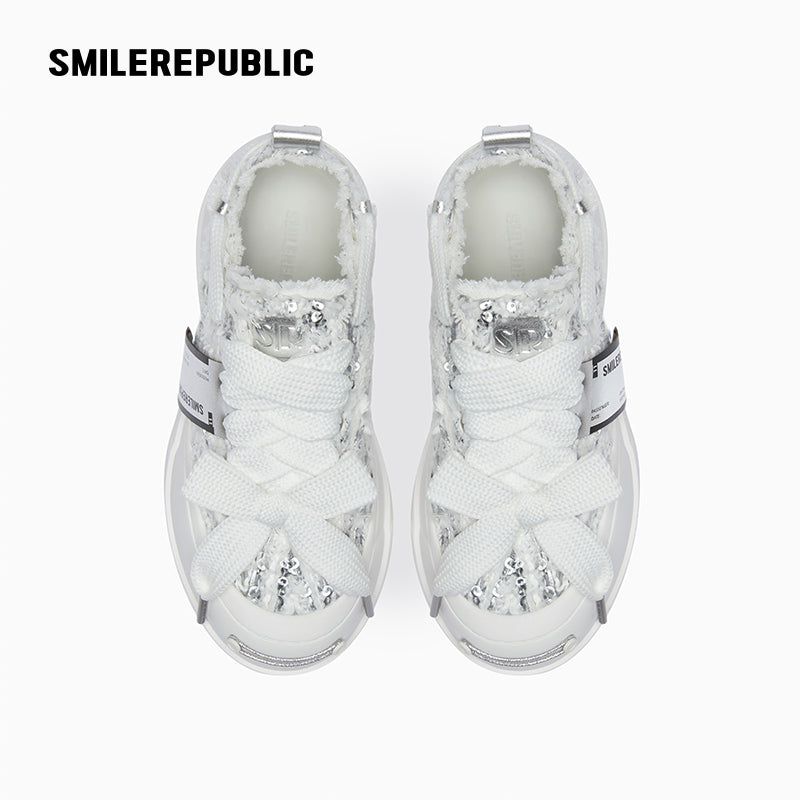 Silver Dragon Scale Low Top Platform Sneaker-SMILEREPUBLIC