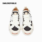 Black Frayed Low Top Platform Sneakers, Unisex Lace Up Shoes