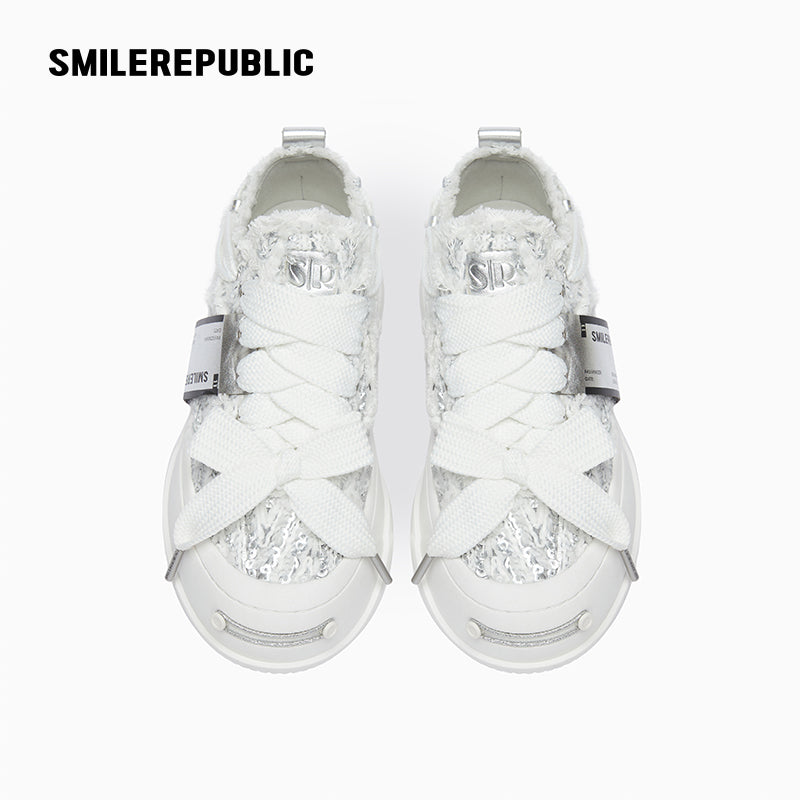 Silver Dragon Scale Low Top Platform Sneaker-SMILEREPUBLIC