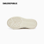Cream Frayed Textured Low Top Sneakers, Unisex Lace Up Shoes - view 7