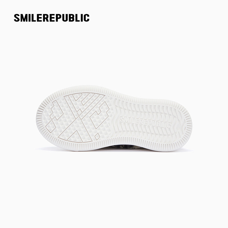 Black and Cream Frayed Tweed Platform Sneakers for Men and Women, Low Top Lace Up Shoes