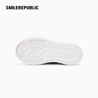Black and Cream Frayed Tweed Platform Sneakers for Men and Women, Low Top Lace Up Shoes