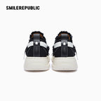 Black Frayed Canvas Platform Sneakers, Unisex Low Top Lace Up Shoes