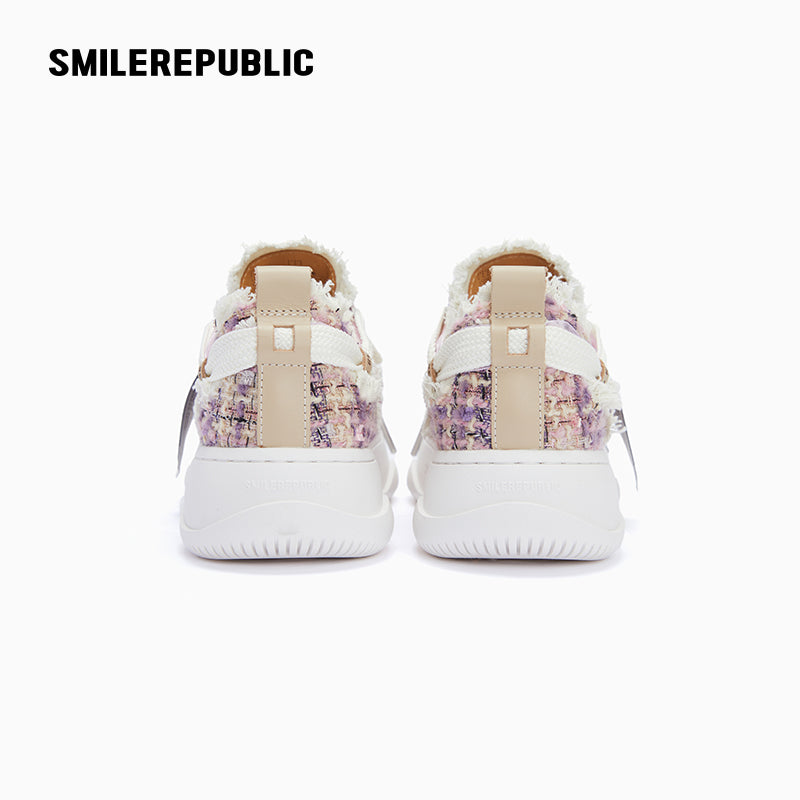 Tweed Platform Low-Top Sneaker – Purple