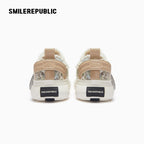 Cream Textured Low Top Platform Sneakers, Unisex Lace Up Shoes