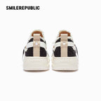 Black Frayed Low Top Platform Sneakers, Unisex Lace Up Shoes