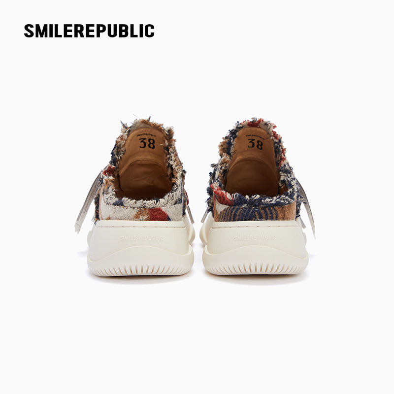 Dark Brown Canvas Platform Mule