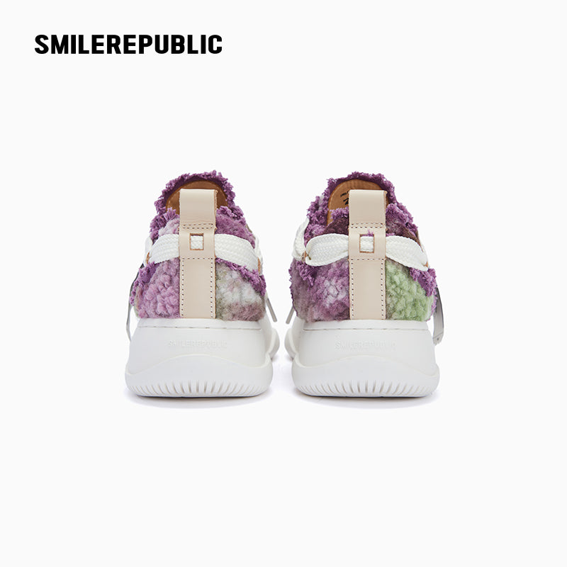 Purple & Green Tweed Low-Top Platform Sneaker-SMILEREPUBLIC