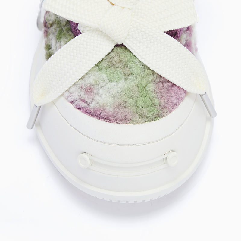 Purple & Green Tweed Low-Top Platform Sneaker-SMILEREPUBLIC