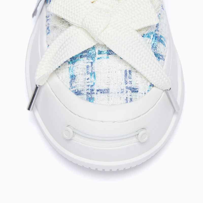 Glacier Mint Tweed Low-Top Platform Sneaker-SMILEREPUBLIC