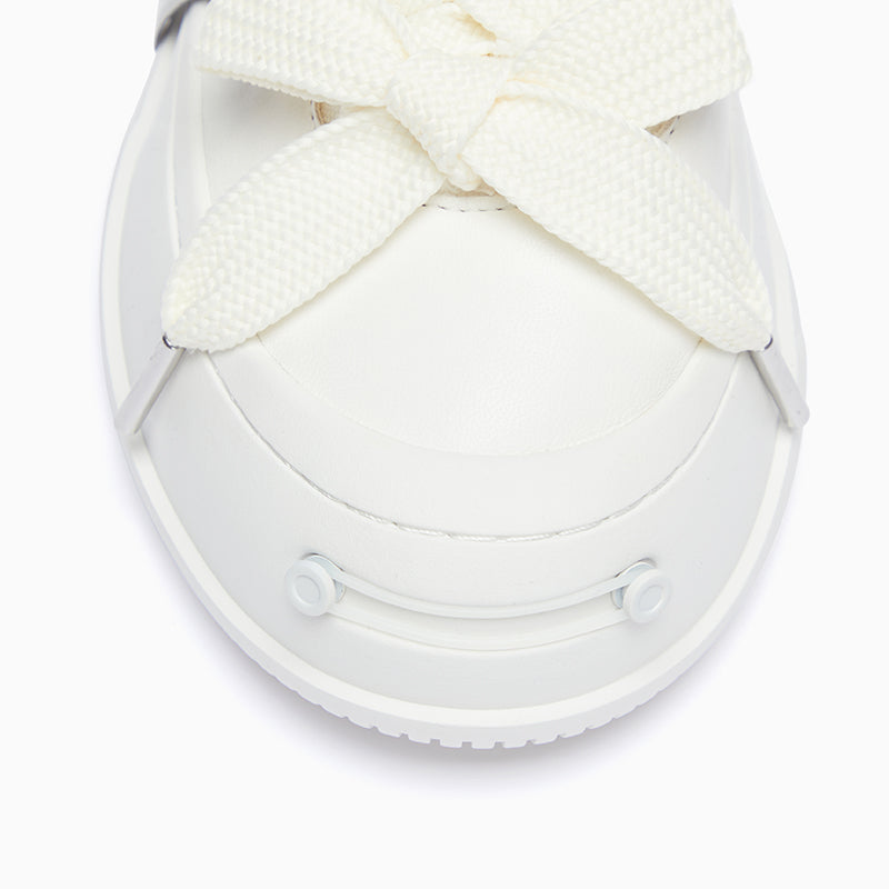 Cream Low-Top Platform Sneaker-SMILEREPUBLIC