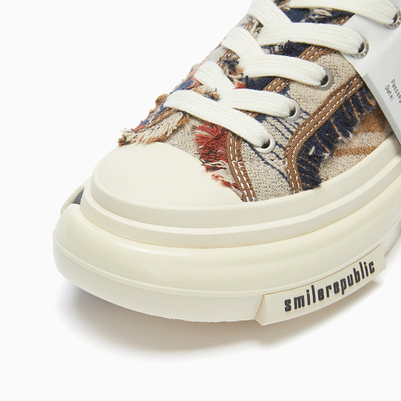 Inception 70s Ethnic Pattern Low-Top Platform Sneaker