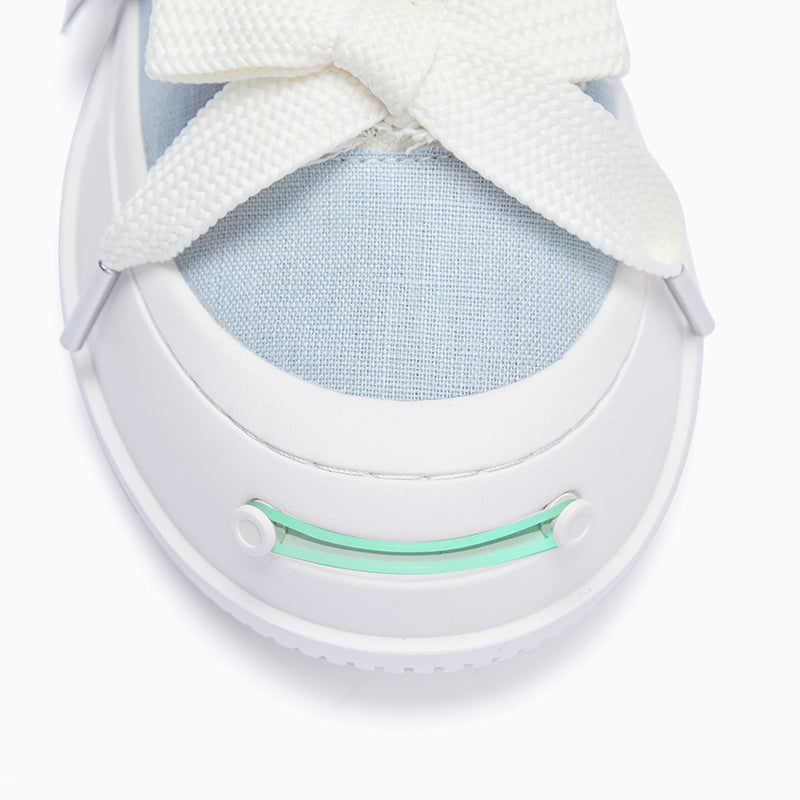 Light Blue Linen Low Top Platform Sneaker-SMILEREPUBLIC