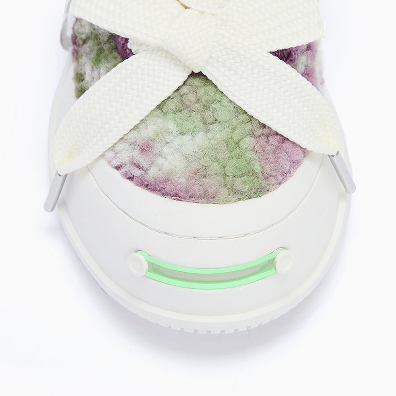 Purple & Green Tweed Low-Top Platform Sneaker-SMILEREPUBLIC