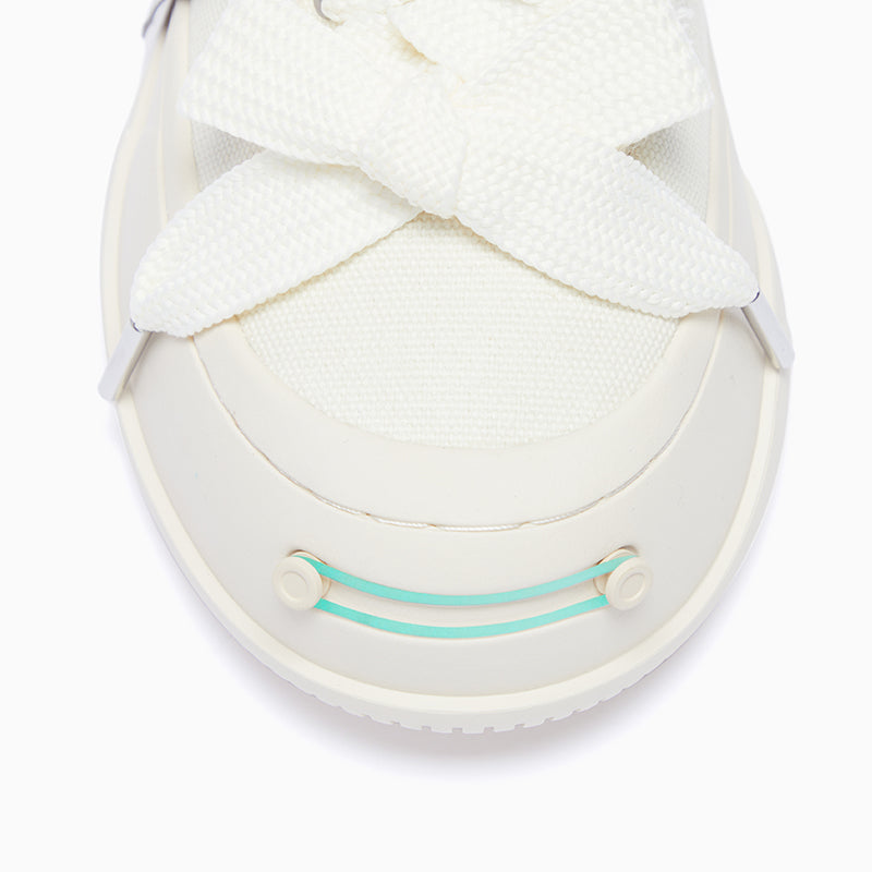 White Coarse Canvas Slippers