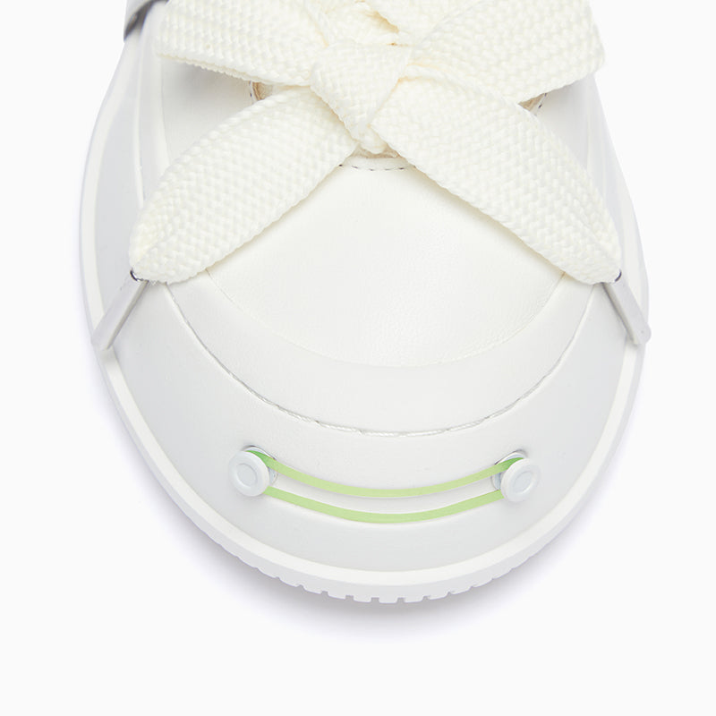 Cream Low-Top Platform Sneaker-SMILEREPUBLIC