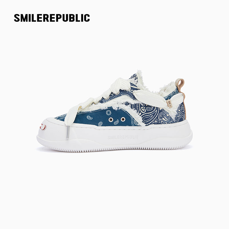Blue Cashew Flower Canvas SB Sneaker - SMILEREPUBLIC