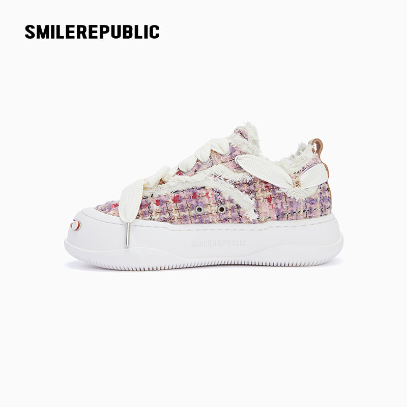 Tweed Platform Low-Top Sneaker – Purple