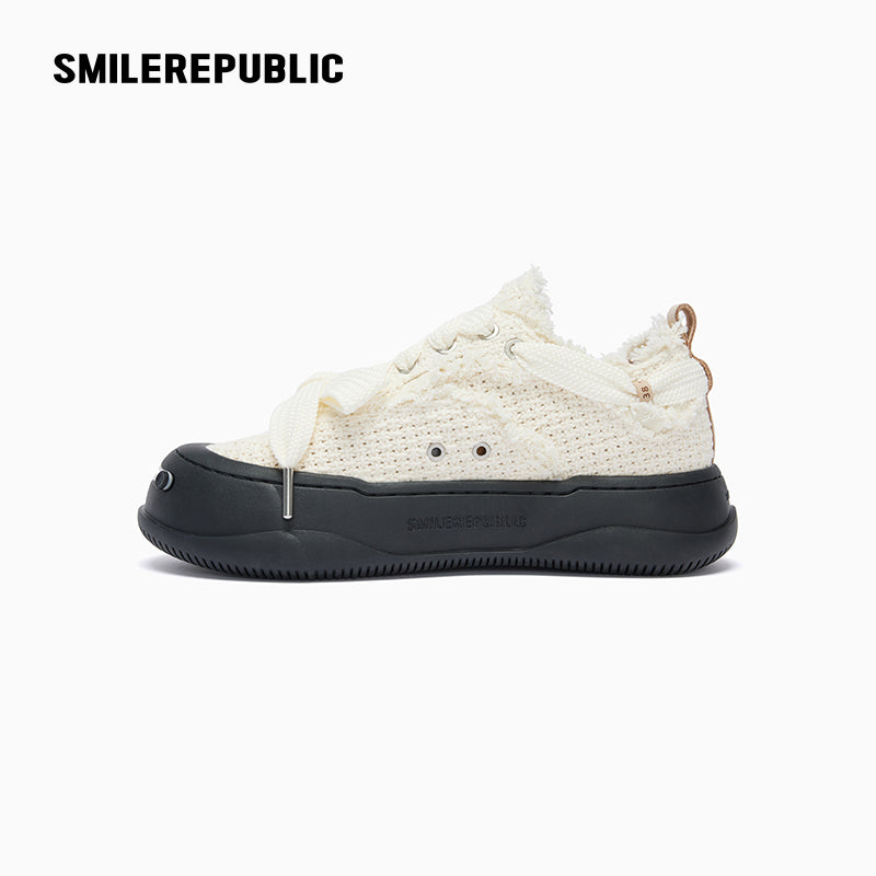Off-White Cross Jacquard Low-Top Platform Sneaker