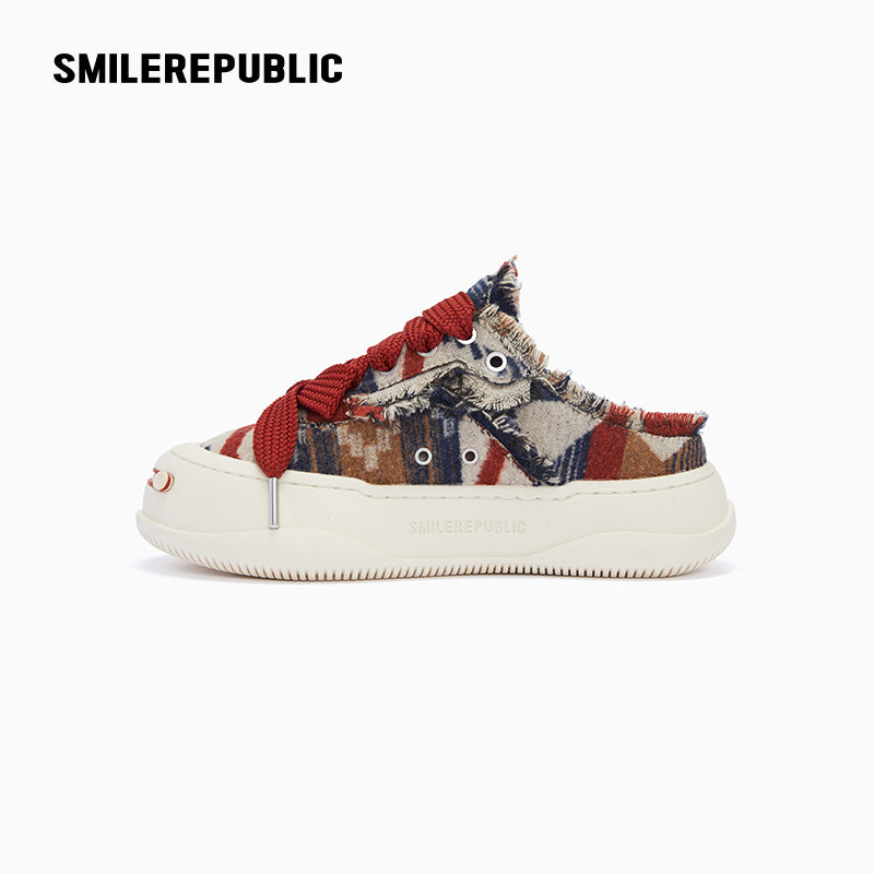 Dark Brown Canvas Platform Mule