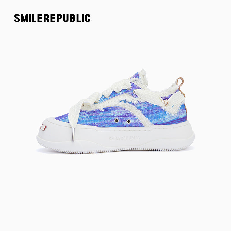 Blue & Purple Tie-Dye Canvas Low-Top Platform Sneaker