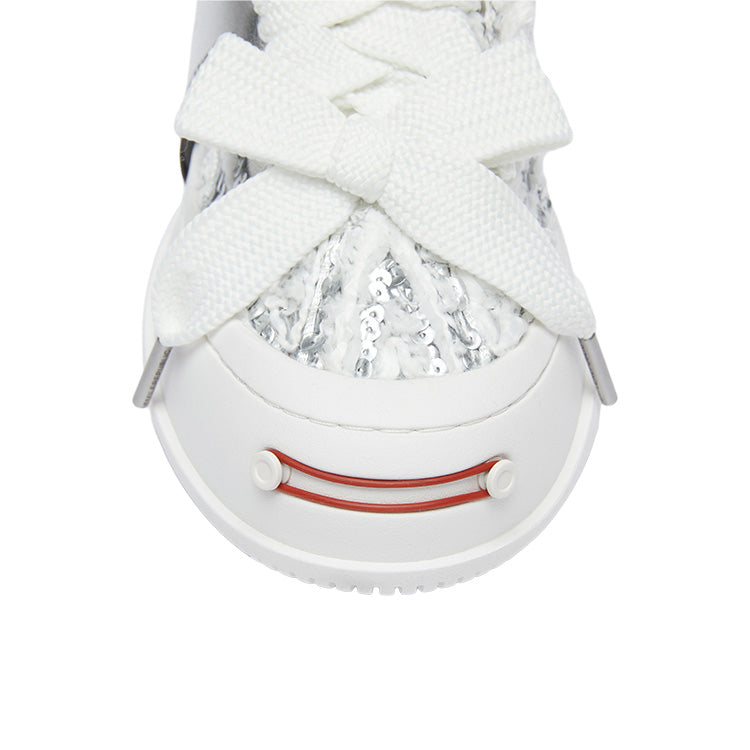 Silver Textured Low Top Sneakers, Unisex Lace Up Casual Shoes