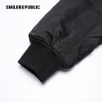 Black Rhinestone Embellished Shimmer Polyester Woven Ruched Sleeve Full Zip Bomber Jacket