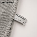 Gray Polyester Blend Ribbed Knit Embroidered Logo Fitted Button-Front Collared Cardigan for Women