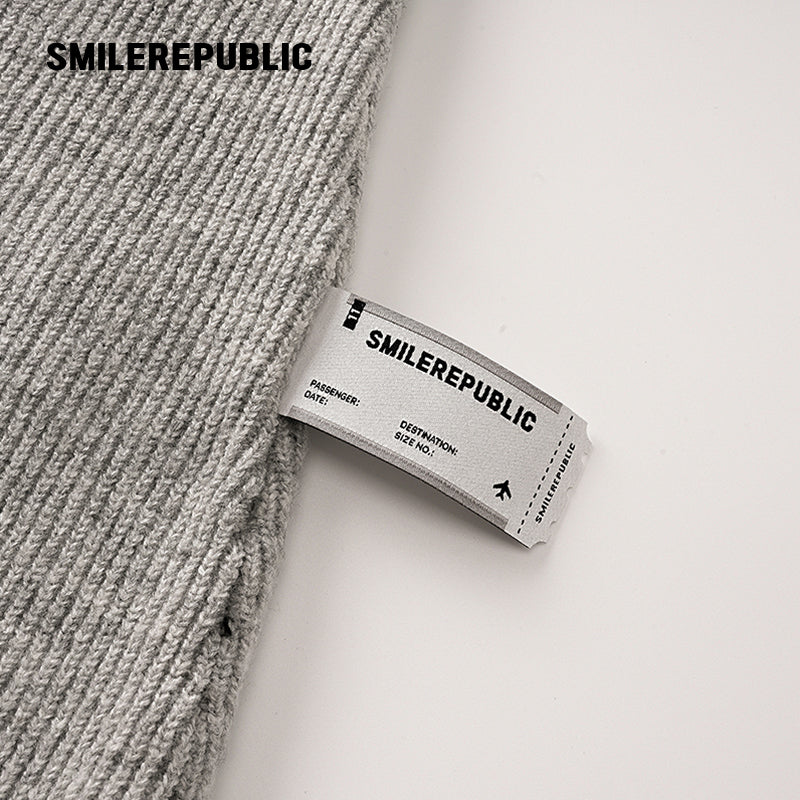 Gray Polyester Blend Ribbed Knit Embroidered Logo Fitted Button-Front Collared Cardigan for Women