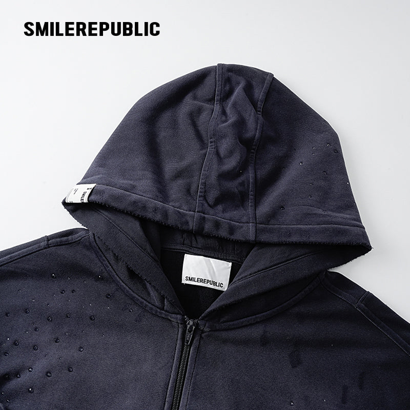 Crystal Hotfix Sweatshirt Jacket-SMILEREPUBLIC