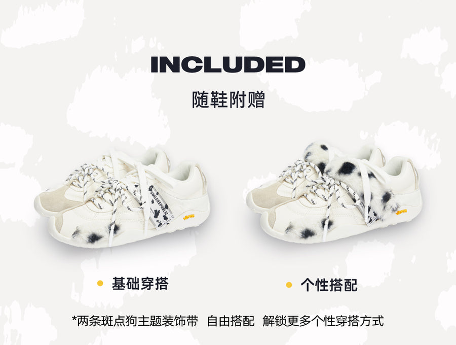 White Dalmatian Spot Hair Detail Low Top Casual Sneakers, Unisex Shoes 详情图 3