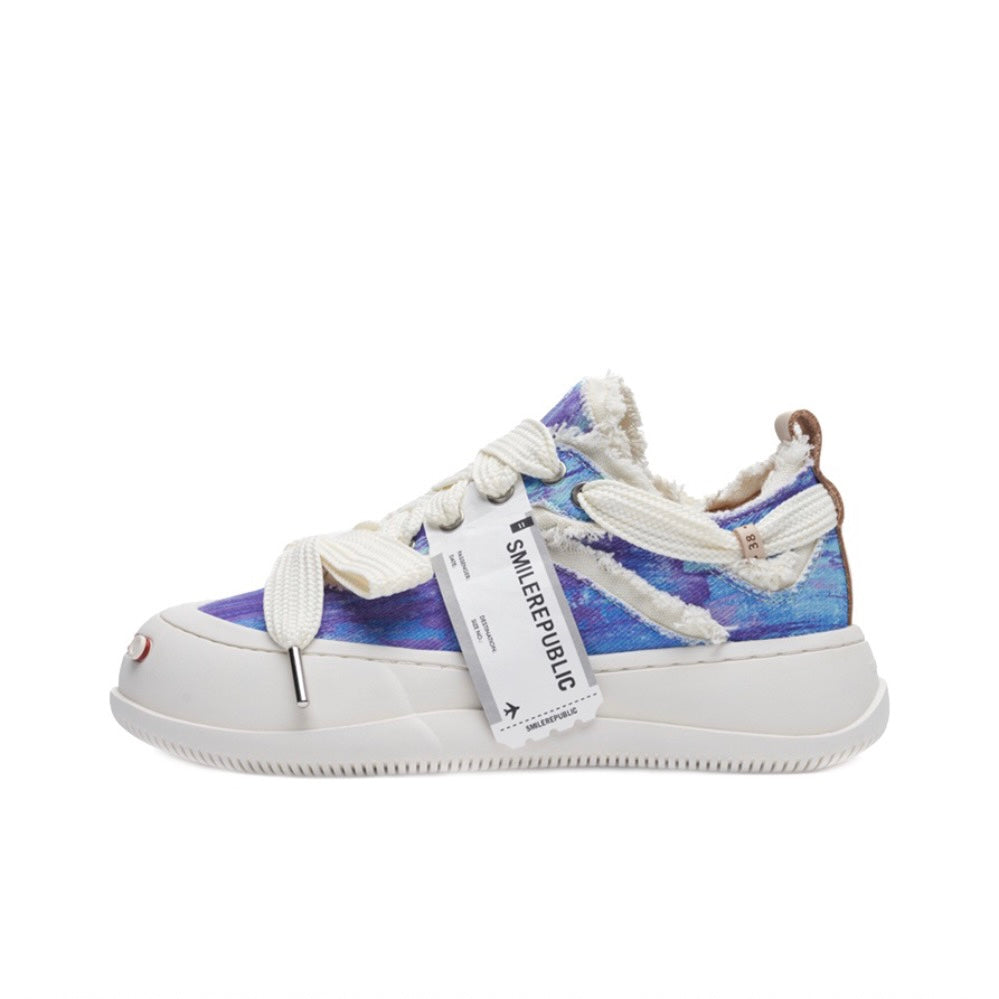 Blue Purple Print Low Top SB Sneaker - SMILEREPUBLIC Slip On Shoes Store